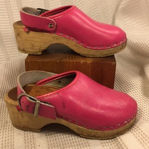 Hanna Andersson leather/wooden clogs worn once